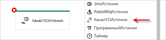 Добавление узла «Канал1СИсточник» на схему