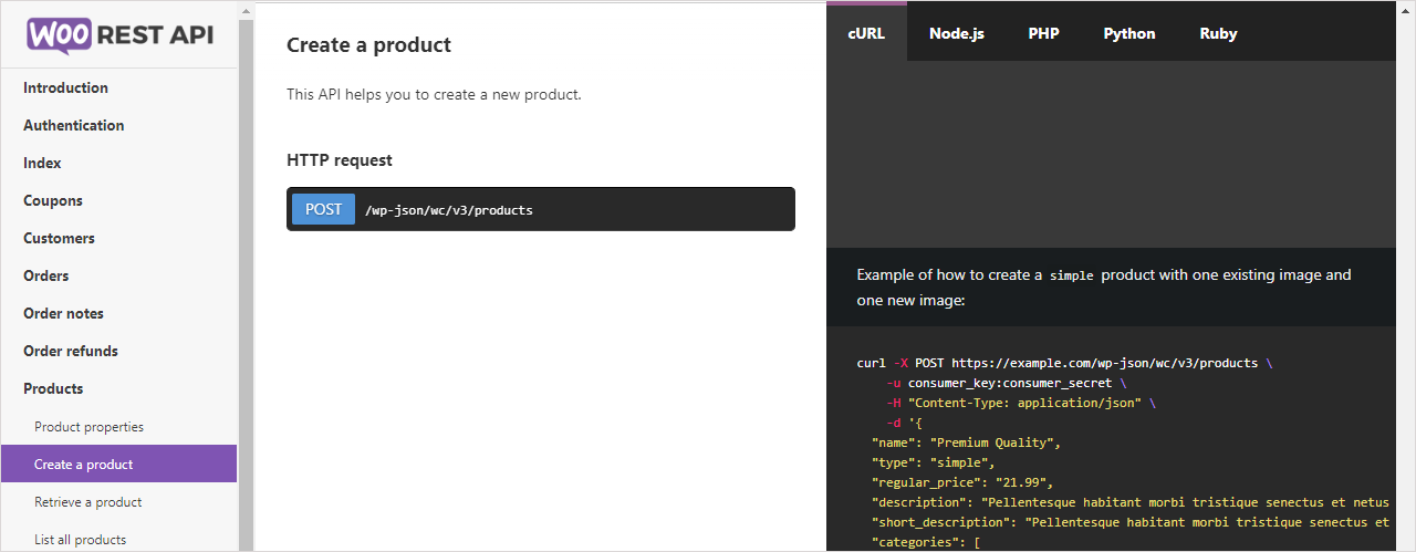 Метод WooCommerce для создания нового продукта на сайте