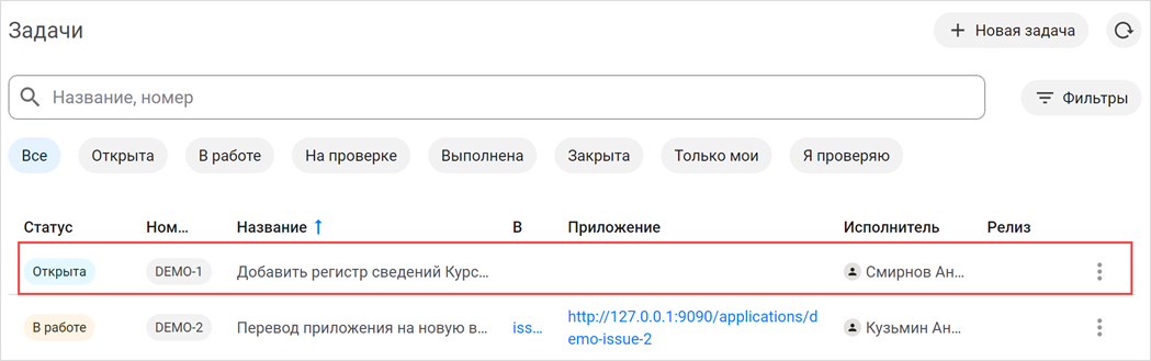 Список задач