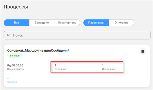Карточка процесса интеграции