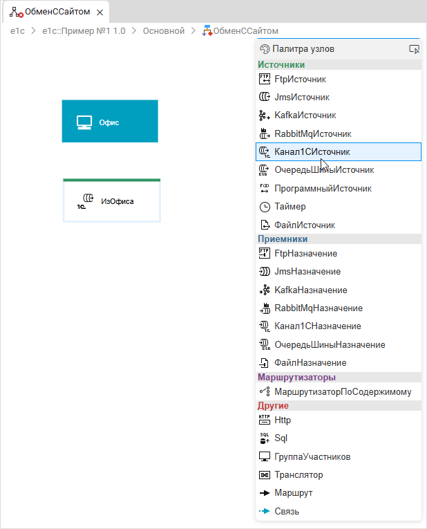 Добавление канала источника