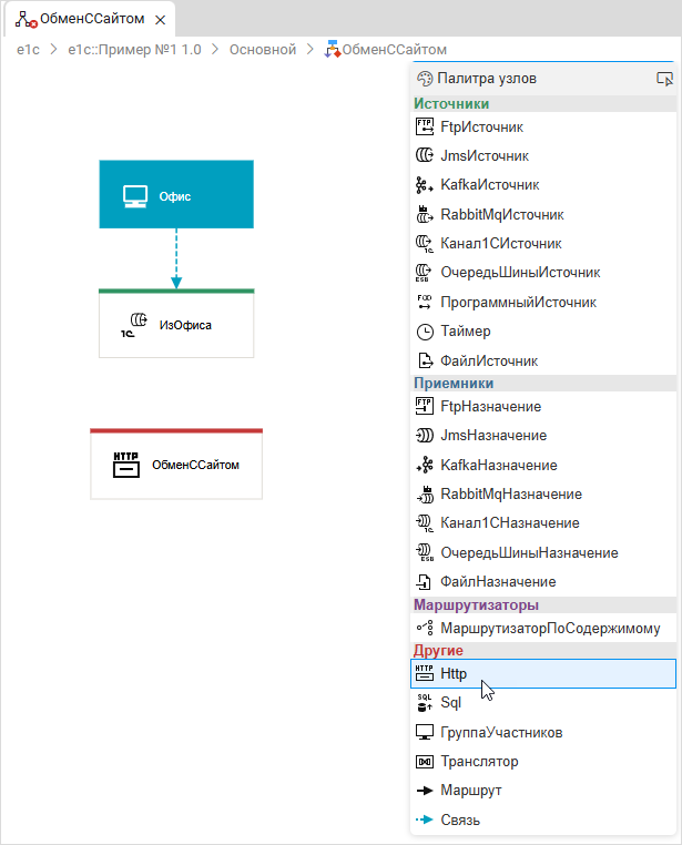 Добавление узла Http