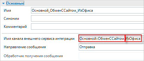 Полное имя канала внешнего сервиса интеграции