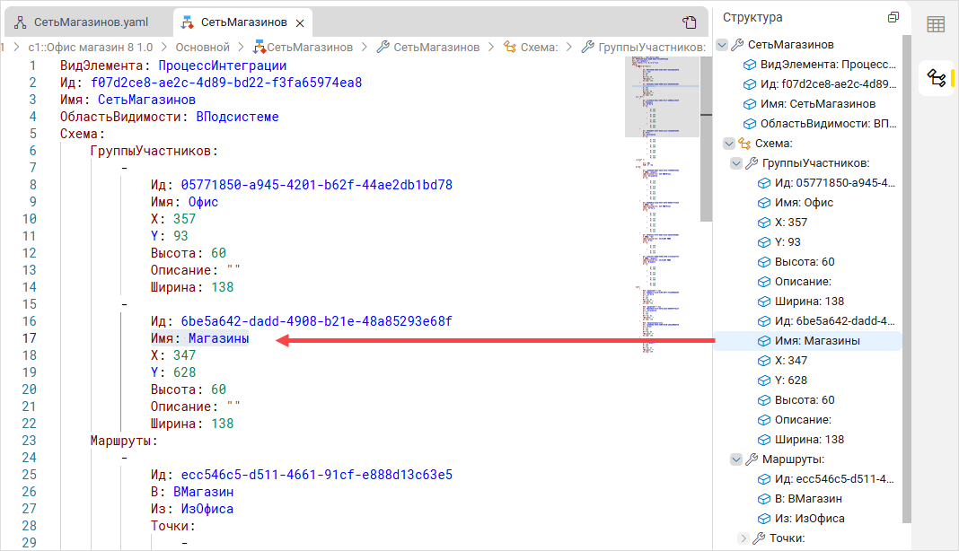 Структура редактируемого YAML-файла