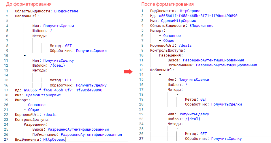 Форматирование YAML-файлов