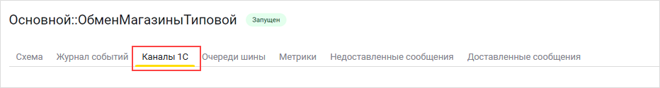 Вкладка «Каналы 1С»
