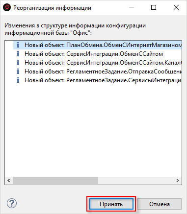 Уведомление о реорганизации информации