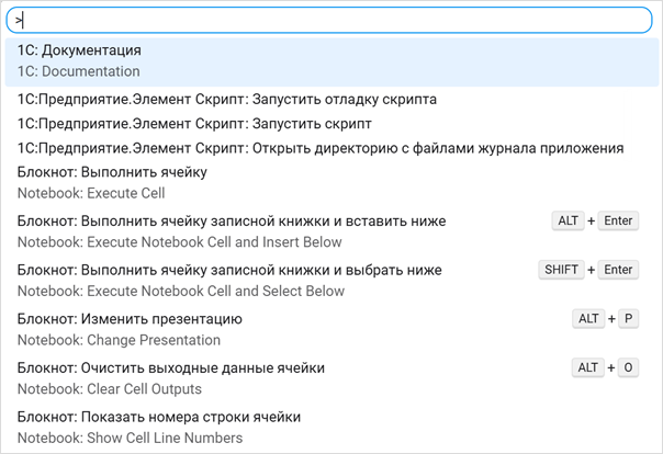 Палитра команд